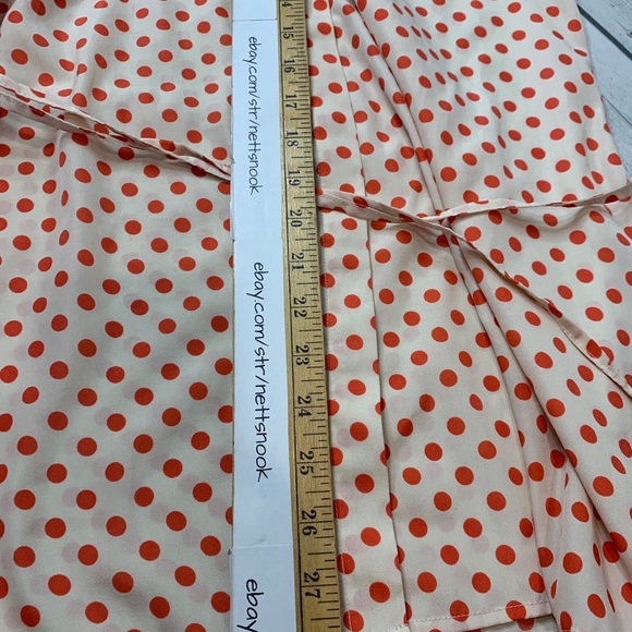 Forever 21 Women's Shirt Size M Cream & Pink Polka Dots Button Down Blouse Belt - Picture 5 of 10